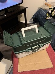 Plano 6203-06 3 Tray Green & White Tackle Box With Tray Deviders.