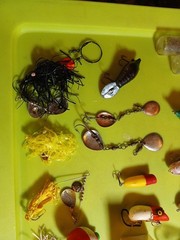 Old Pal 1090 Box With Fishing Tackle Bomber Strike King Gamakatsu Johnson +more