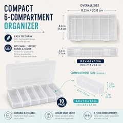 10 Pcs Clear Tackle Box Organizer, Small Tackle Box, Transparent 8.2 x 4.6 x