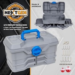 Outdoors Next Gen 4/0 Medium Fishing Medium – With Tackle Kit – Light Gray