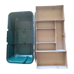 Vtg XL WOODSTREAM 3 TRAY Green/Brown FISHING TACKLE Box, TRUNK Style+Salmon Pen!