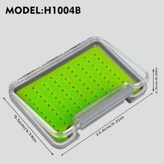 Waterproof Green Fly Fishing Box with OneSide Transparent Lid and Silicone Slot