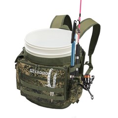 Fishing Bucket Backpack with Rod Holder, Pockets for Fishing, Hunting, Apple Pic