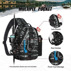 Piscifun Fishing Backpack with Rod Holder, Lightweight Tackle Sling Bag