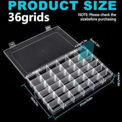 2Pcs Clear Visible Plastic Storage Box- Rectangular Storage Box, 36Grids-2