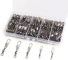 200PCS Professional Fishing Barrel Swivels with Storage Box – Heavy-Duty Design