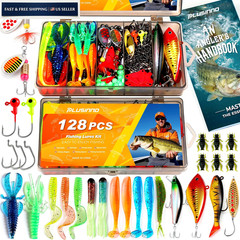 PLUSINNO Fishing Lures, 6.9 x 4.7 x 1.2 inches, 128Pcs Lures Kit