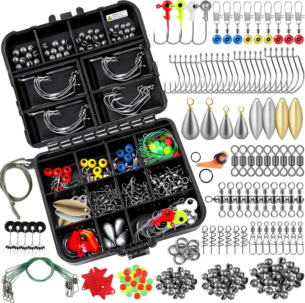 Fishing Accessories Kit Tackle Box Hooks Weights Sinkers Equipment