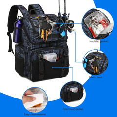 Fishing Backpack, 45L Large Cooler Fishing Tackle Bag with Rod Holders