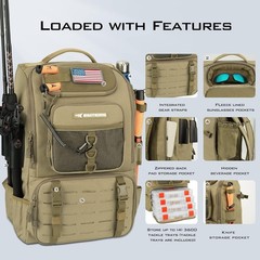 40L Karryall Waterproof Fishing Tackle Bag with Adjustable Pockets & Rod Holders