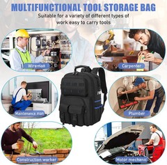 Tool Backpack, Heavy Duty Tool Bag with Padded Shoulder and Removable Tool