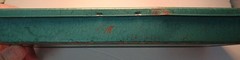 Metal Fishing Tackle Box with Flies and Supplies Vintage Green 1.5 x 4.5 x 10 in