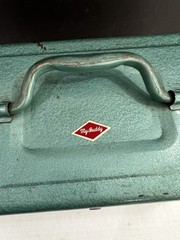 VTG My Buddy Blue Metal Steel Toolbox Fishing Tackle Box Two Trays, 13 1/2”