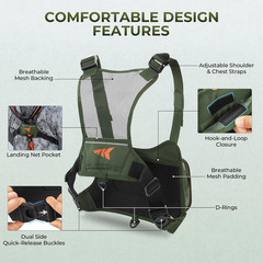 Bait Boss Water-Resistant Fishing Chest Pack with EVA Zip-Down Workstation, MOLL