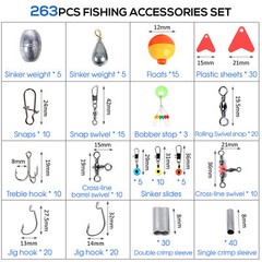 263pcs Fishing Accessories Kit With Fishing Tackle Box Fishing Gear Kit Q9M6