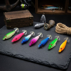 Biomimetic Squid Hook Bait 5.5cm 7pcs Green Pink Purple Yellow Set