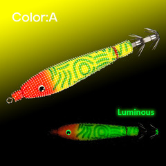 Luminous Noctilucent Squid Bait 80mm 5g Wooden Shrimp Jig Hook Rubber Metal Mix