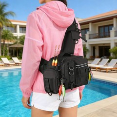 Black Fishing Tackle Backpack, Fishing Crossbody Bag, Fishing Tackle Organizer