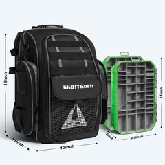 Ghosthorn Waterproof Fishing Backpack W/ 2 Tackle Boxes 40L, NEW