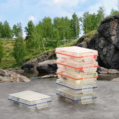 Set of 6 Clear Plastic Fishing Tackle Boxes with 4 Compartments Each