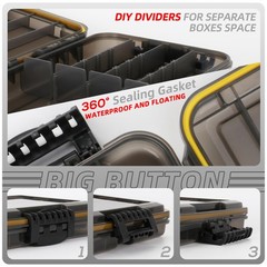 RUNCL Fishing Tackle Box, Waterproof Floating Airtight Stowaway, 3600/3700 Tray
