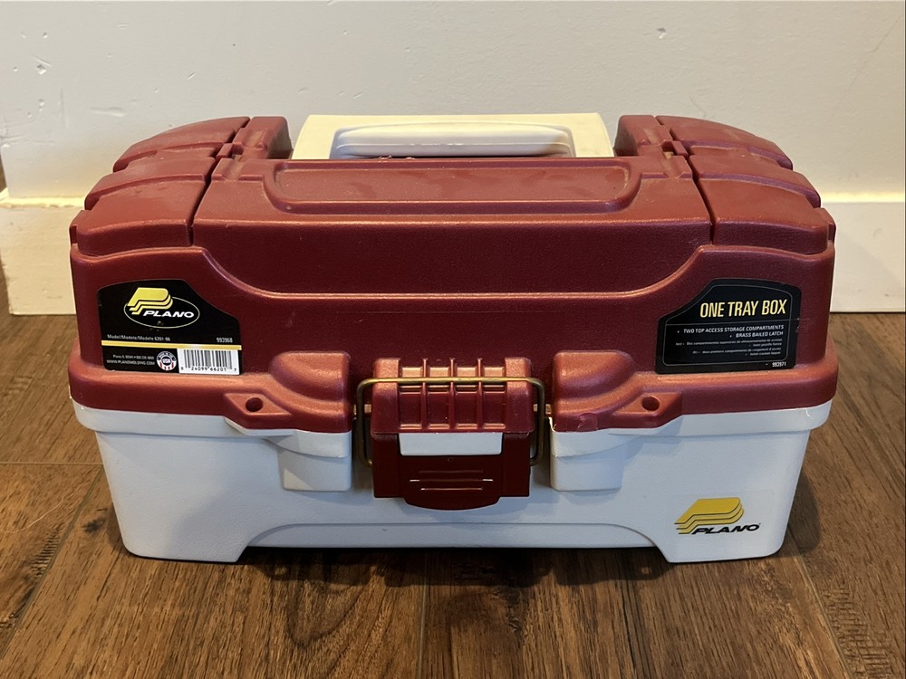 Plano 1-Tray Tackle Box with Dual Top Access – Red White