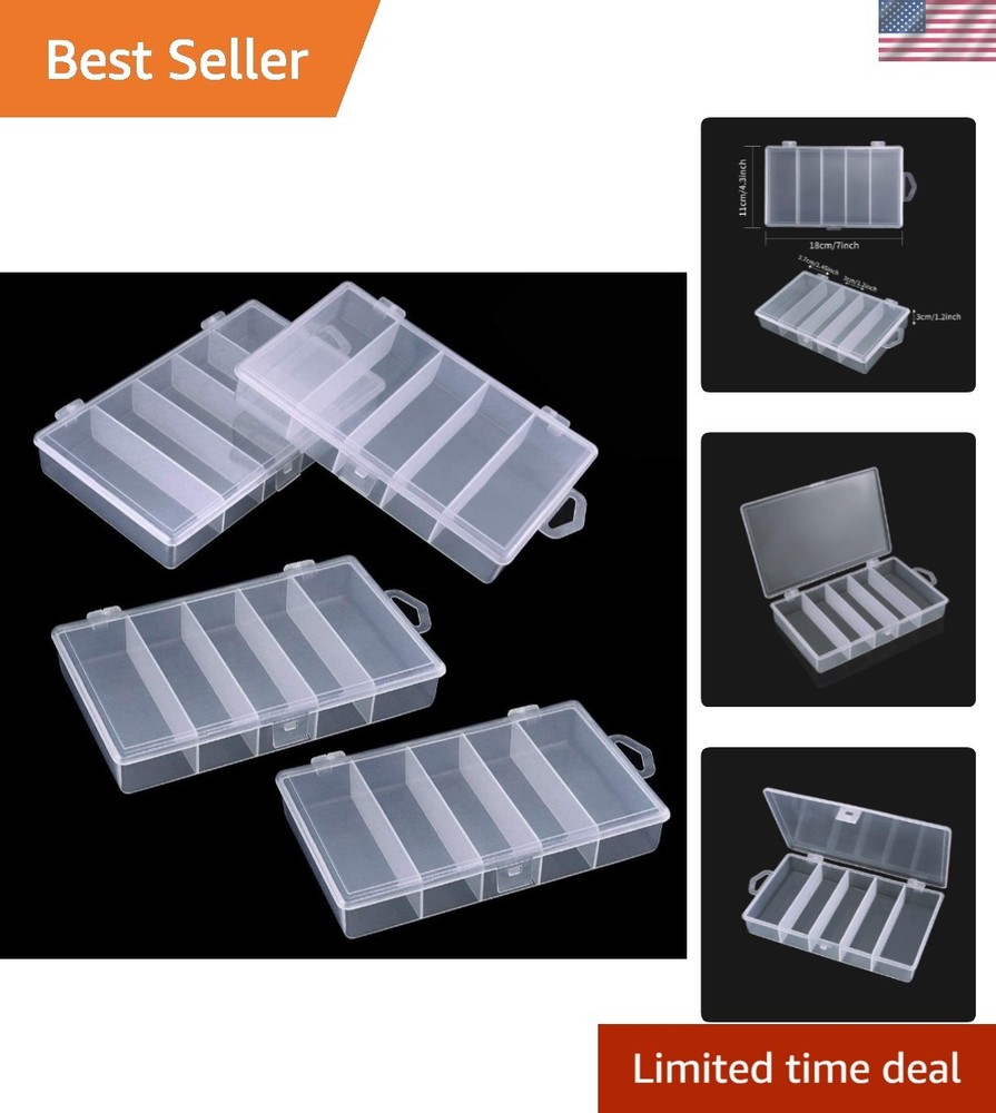 Lightweight 4-Pack Clear Fishing Tackle and Jewelry Organizer with Snap Closure