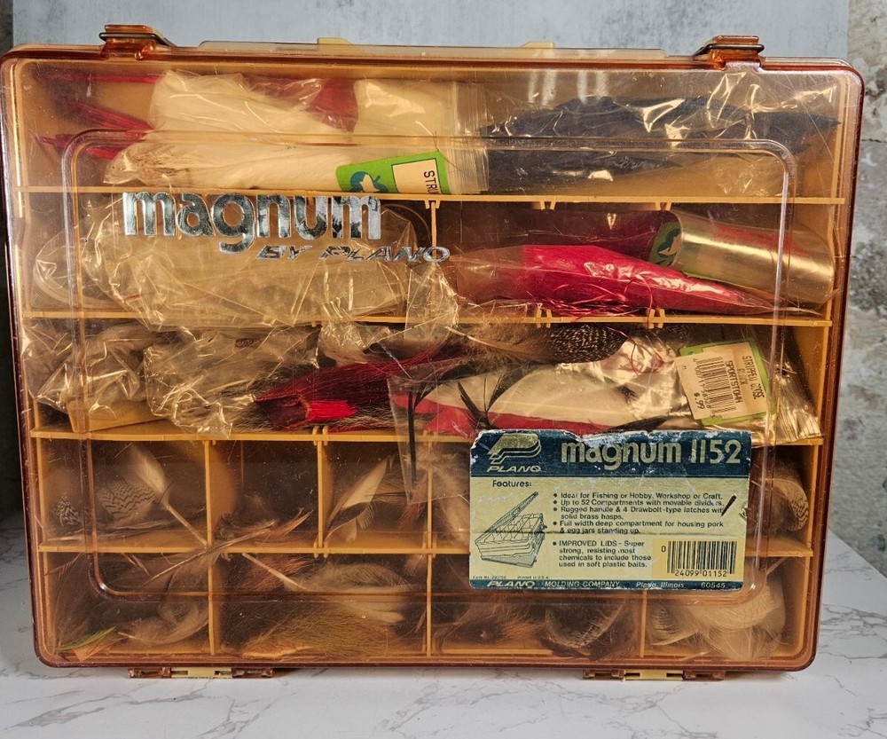 Vintage Plano “MAGNUM 1152” Fishing Tackle Box Fly Fishing Crafting Gear Rare