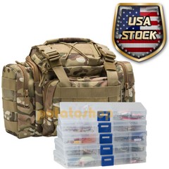 Fishing Tackle Bag with 60pcs Lure 5 Box Storage Shoulder Waist Mixed Baits Gift