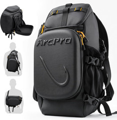 Fishing Sling Pack, EVA Hardshell with Foldable Workstation, Water-Resistant Con