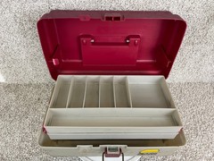 Plano Tackle Systems 13″x7″ Fishing Box w/ Multiple Compartment Tray Red Gray