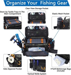 Fishing Tackle Bags with Tackle Box,Waterproof,Padded Shoulder Strap,Gear Storag