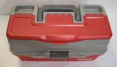 Flambeau Outdoors 3-Tray Classic Tray Tackle Box Red/Gray WITH 9 Lures