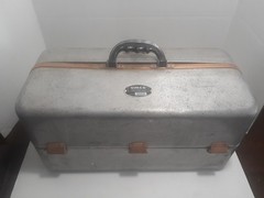 Vintage UMCO 1000A Aluminum Copper Colored Tackle Box 7 Tray, Clean Great Shape