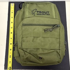 Trout Unlimited Tactical Sling Crossbody Bag Olive Green MOLLE Pockets Fishing