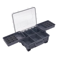 Fishing Tackle Box w/ Removable Tackle Tray Large Portable Utility Boxes Grey