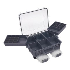 Fishing Tackle Box w/ Removable Tackle Tray Large Portable Utility Boxes Grey