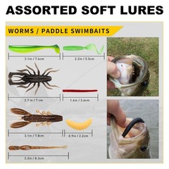 Fishing Lures Tackle Kit with Tackle Box, Bass Fishing Set Including Crankbaits