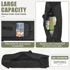 AGOOL Fishing Pole Bag with Rod Holder Bag, 5 & Large, Black