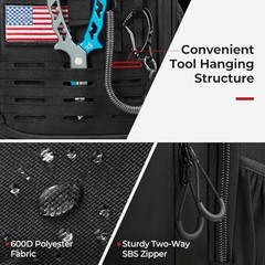 Fishing Tackle Backpack with Rod & Gear Holder, Lightweight Black Classic