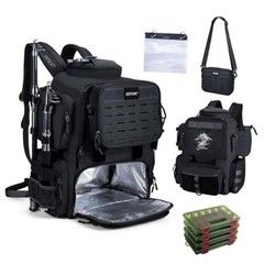 Fishing Backpack 900D Oxford Fabric&Insulation D1:black With 4 Tackle Boxes