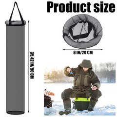 2 PCS 35.4 Inch Ice Fishing Well Catching Basket 8 Inch Mouth Storage Net Bag