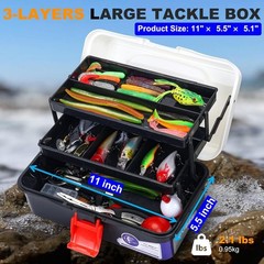 3 Layer Fishing Tackle Box 321Pc Lures Kit w/ Pliers Hooks Weights Bass