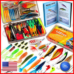 Plusinno Fishing Lures 128Pcs All-In-One Fishing Tackle Step-By-Step Handbook