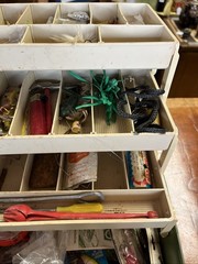 Vintage Plano Tackle Box W/Assorted Fishing Supplies Inside *Some New Supplies!