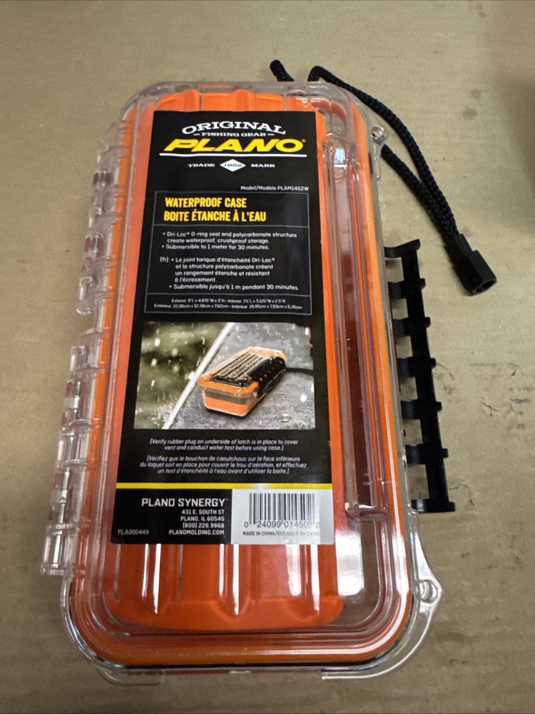 Plano PLAM1452W Waterproof Crushproof Tackle Box Case Orange Clear