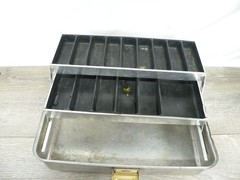 Vintage UMCO 102A Aluminum Cantilever Tackle Box Fishing Equipment Made in USA