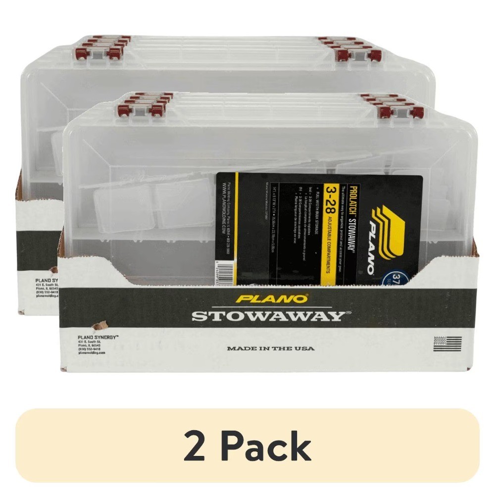 (2 pack) ProLatch Stowaway Large Clear Organizer Tackle Box, Large, Clear