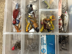 Shimano Tackle Box, loaded w/fishing lures, weights, hooks, bobber, weights