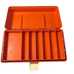 Vintage Old Pal Fishing Tackle Box Model 1040 White & Orange *STAINED*